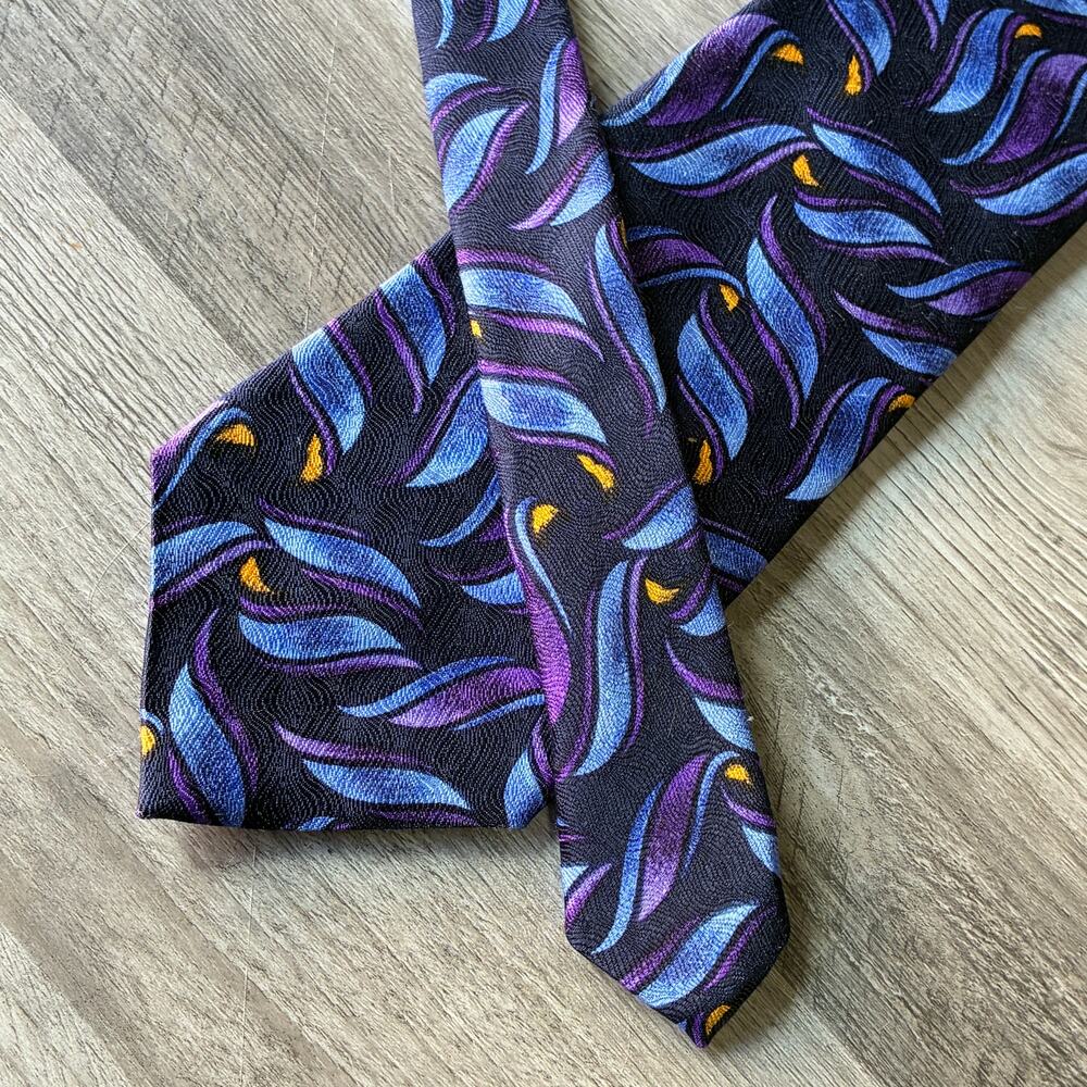 Franco's Bolgheri Silk Tie Made Italy Purple Blue Abstract Wide 4" tie